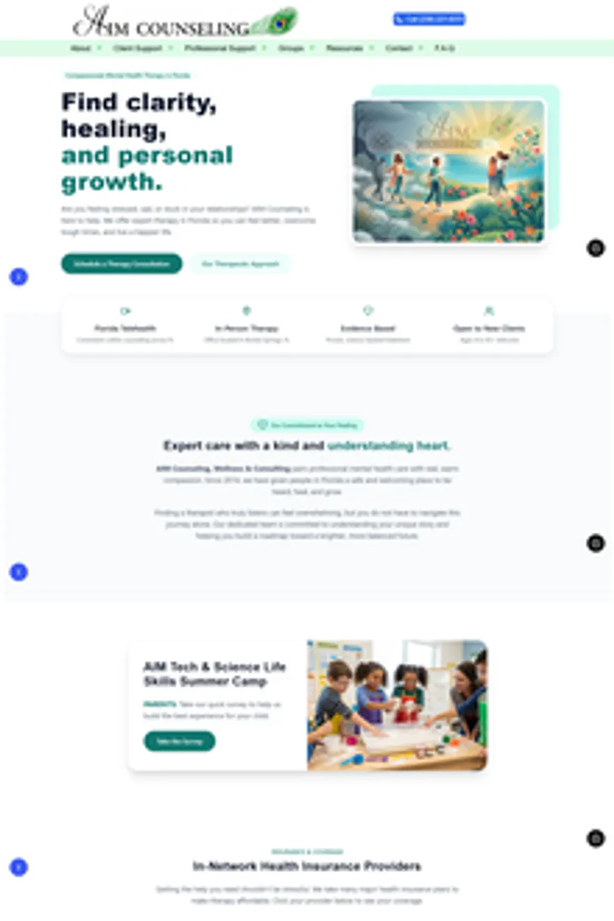 Aim Counseling website — built by Fakhar e Mustafa