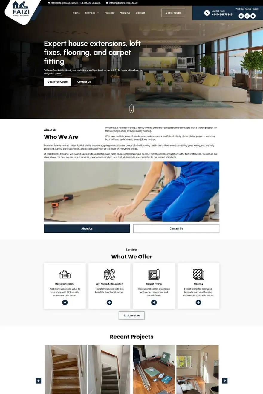Faizi Homes Flooring website — built by Fakhar e Mustafa